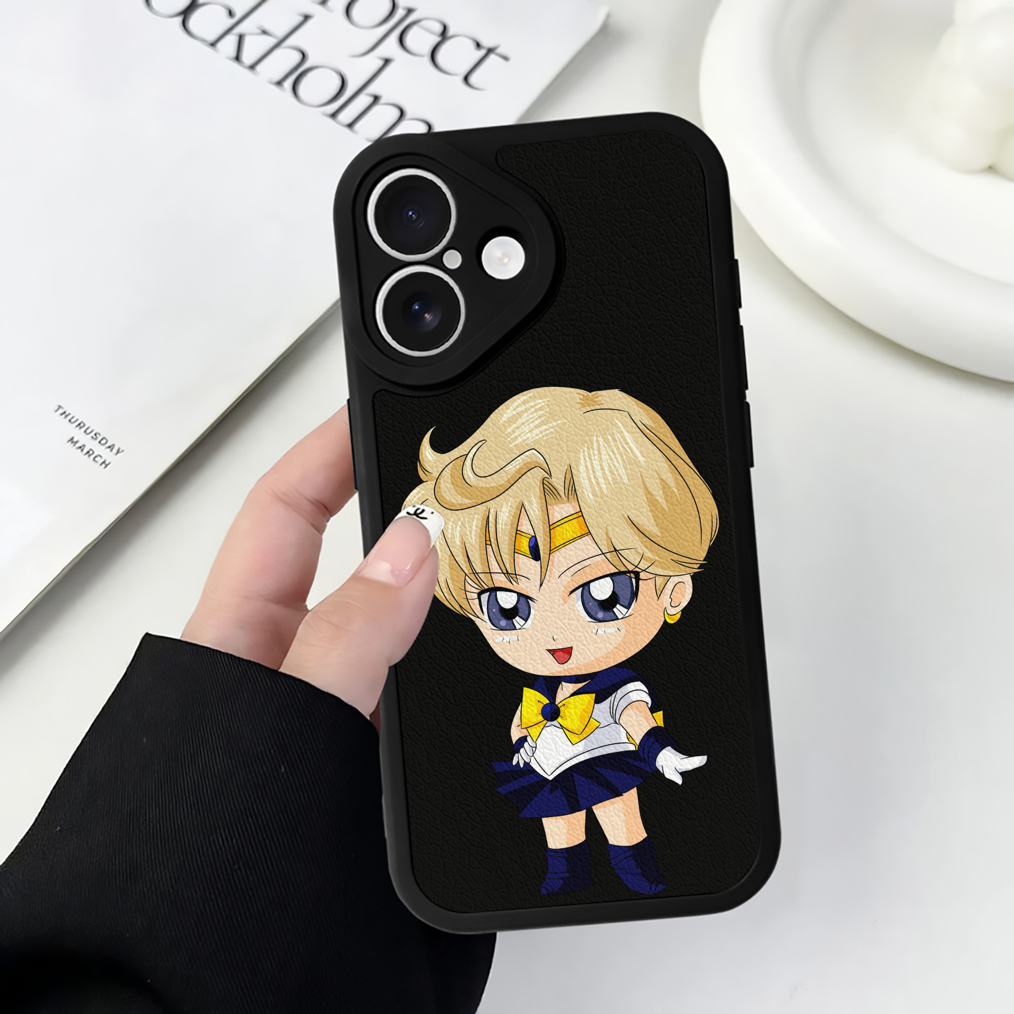 （画像用） 美少女戦士セーラームーン 天王はるか Sailor Moon Tenoh Haruka 【iPhone 16シリーズ対応】シリコンスマホケース（レザー調） 材質：シリコン